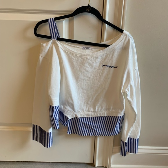 Miss Vivi Korean asymmetrical dress shirt- size S - Picture 1 of 6